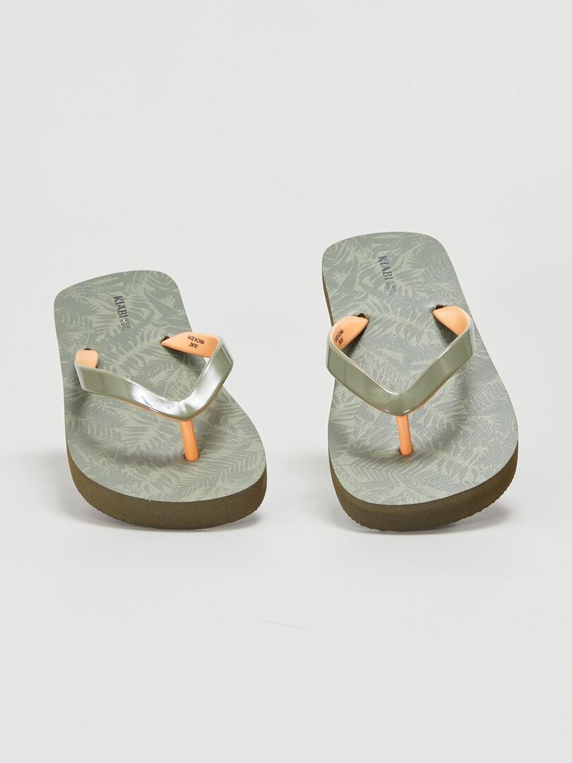 Tongs de plage Kaki - Kiabi
