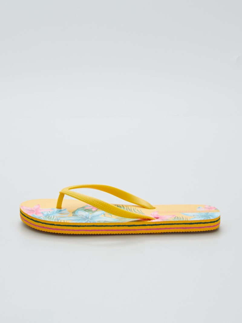 Tongs 'Eleven Paris' imprimé 'fleurs' Jaune - Kiabi
