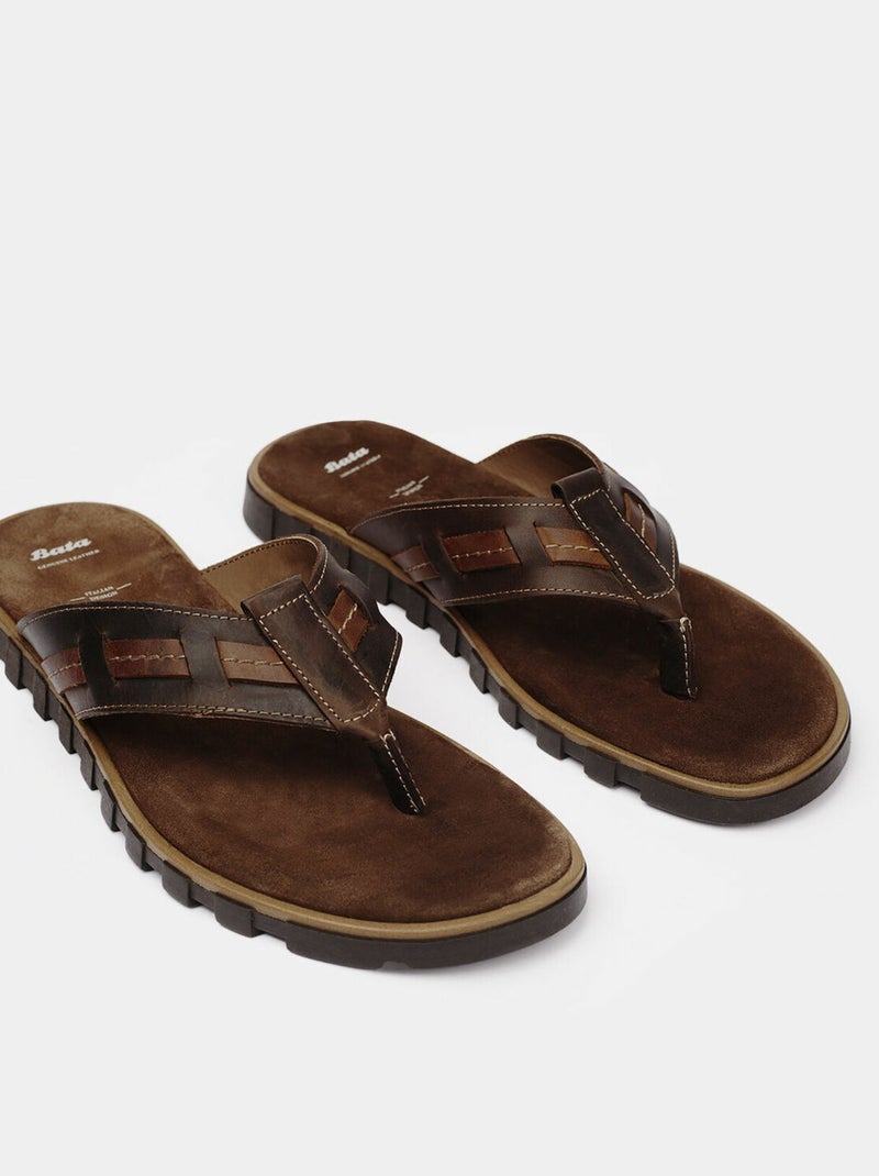 Tongs en nubuck Marron - Kiabi