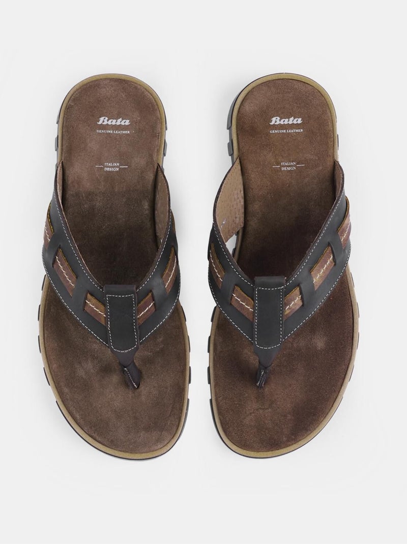 Tongs en nubuck Marron - Kiabi