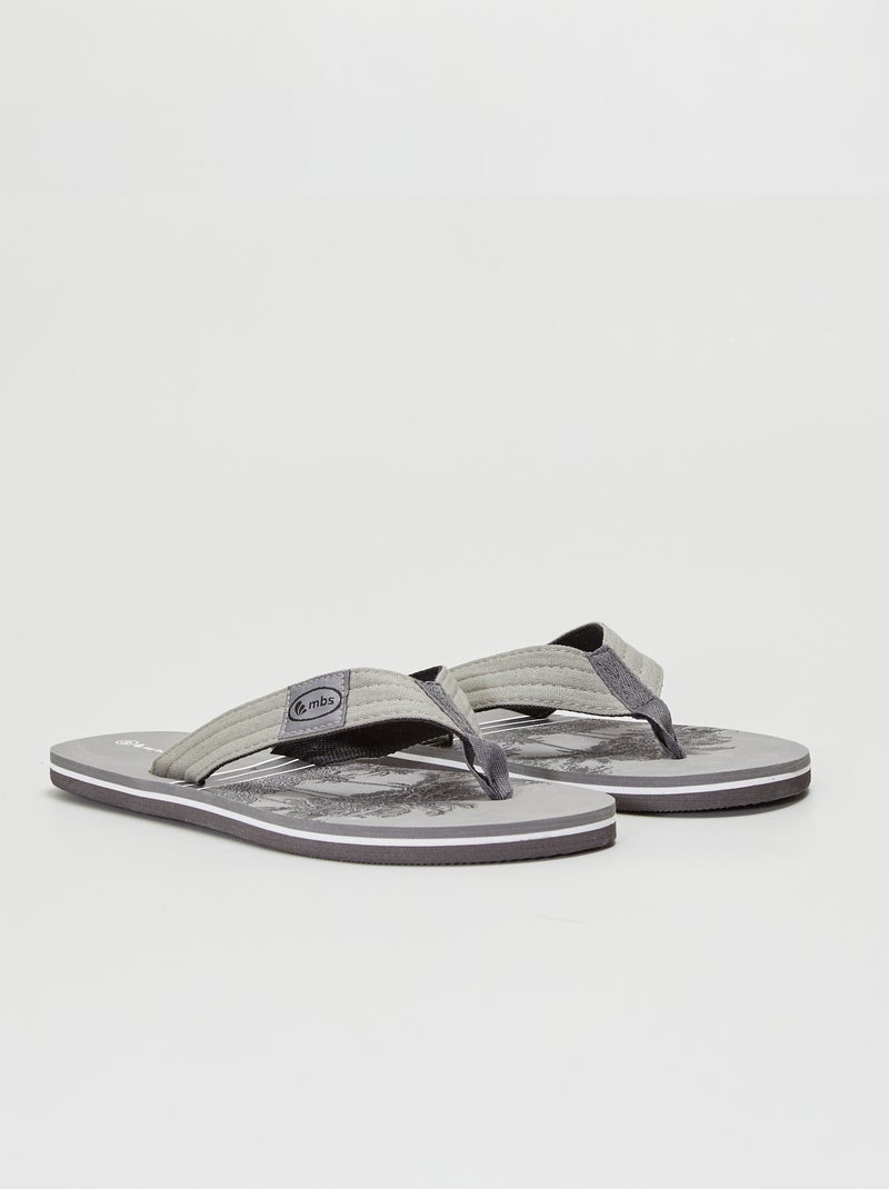 Tongs en textile Gris - Kiabi