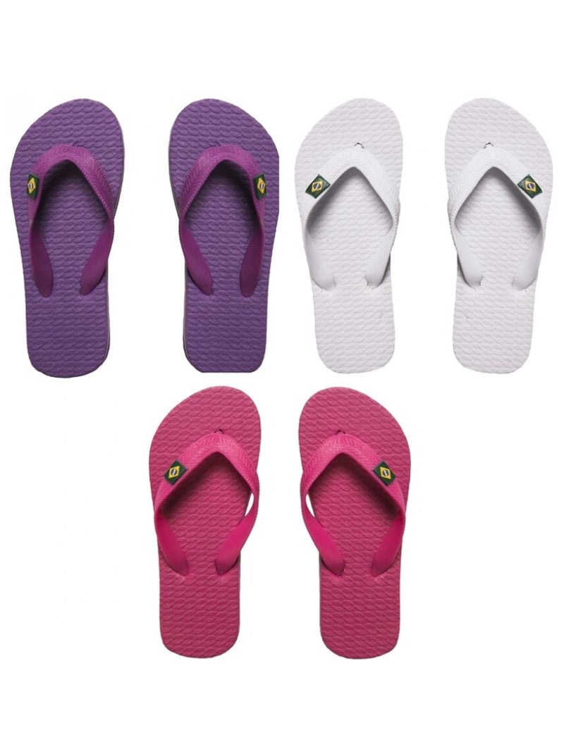 Tongs Enfant unies Lot de 3 Blanc Rose foncé - Kiabi