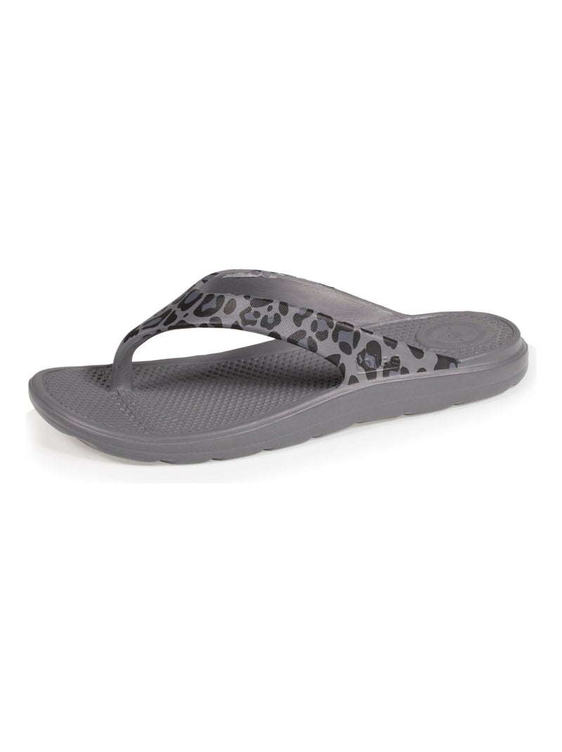Tongs Femme Confort Léopard Gris Gris - Kiabi