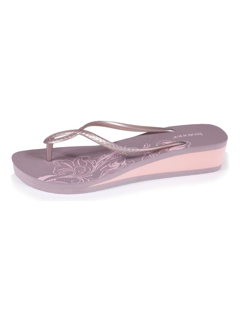 Tongs femme imprimé cachemire talon taupe Isotoner Taupe - Kiabi