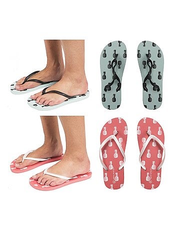Tongs Femme Motifs Lot de 2