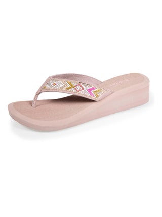 Tongs femme perles talon taupe Isotoner