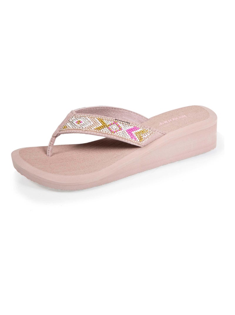 Tongs femme perles talon taupe Isotoner Taupe - Kiabi