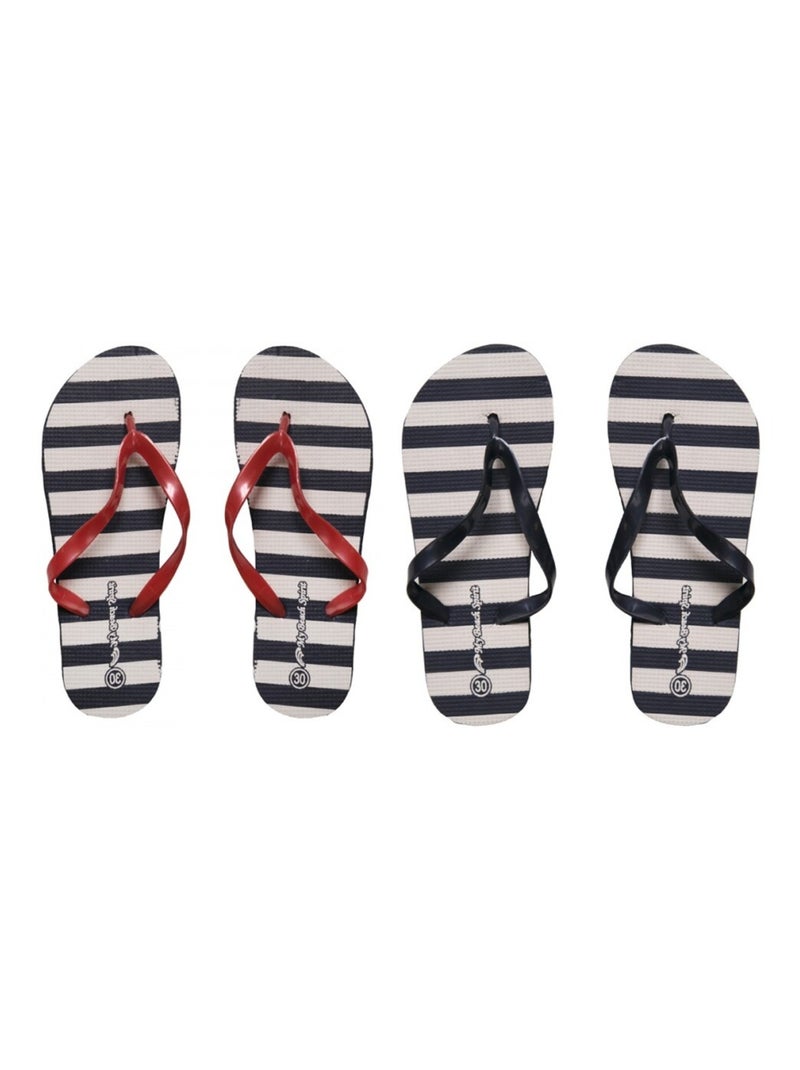 Tongs Fille rayures Lot de 2 Bleu Rouge Blanc - Kiabi