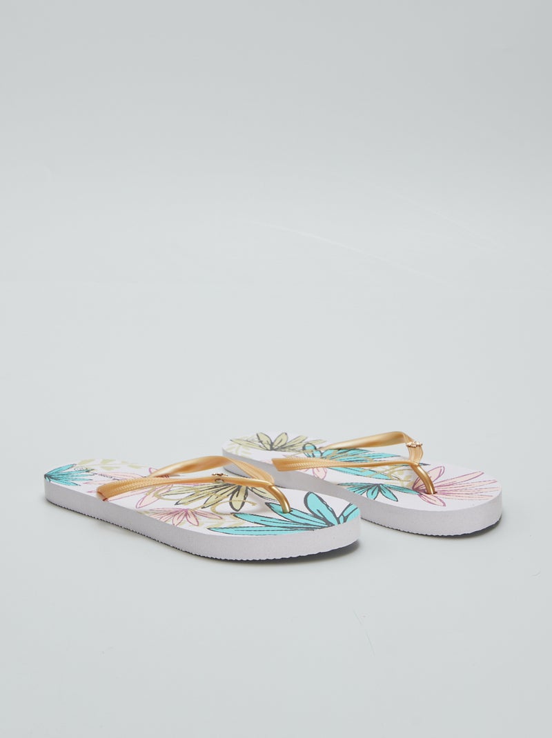 Tongs fleuries multicolore Rose/bleu/or - Kiabi