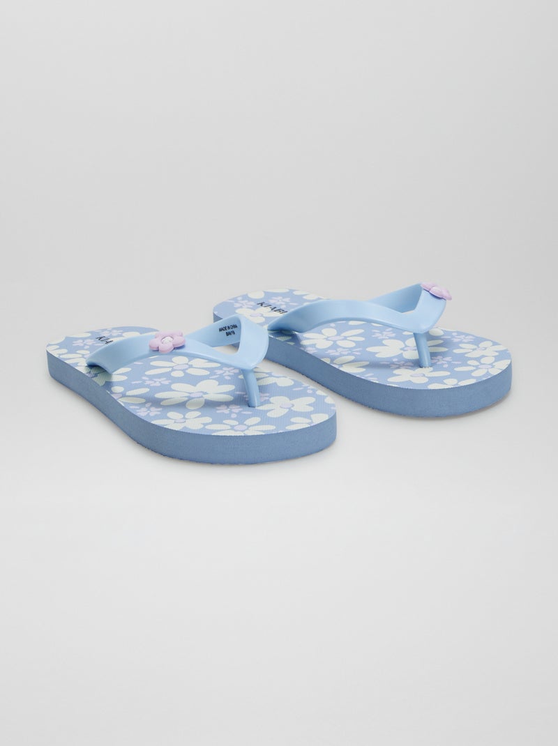 Tongs 'fleurs' Bleu - Kiabi