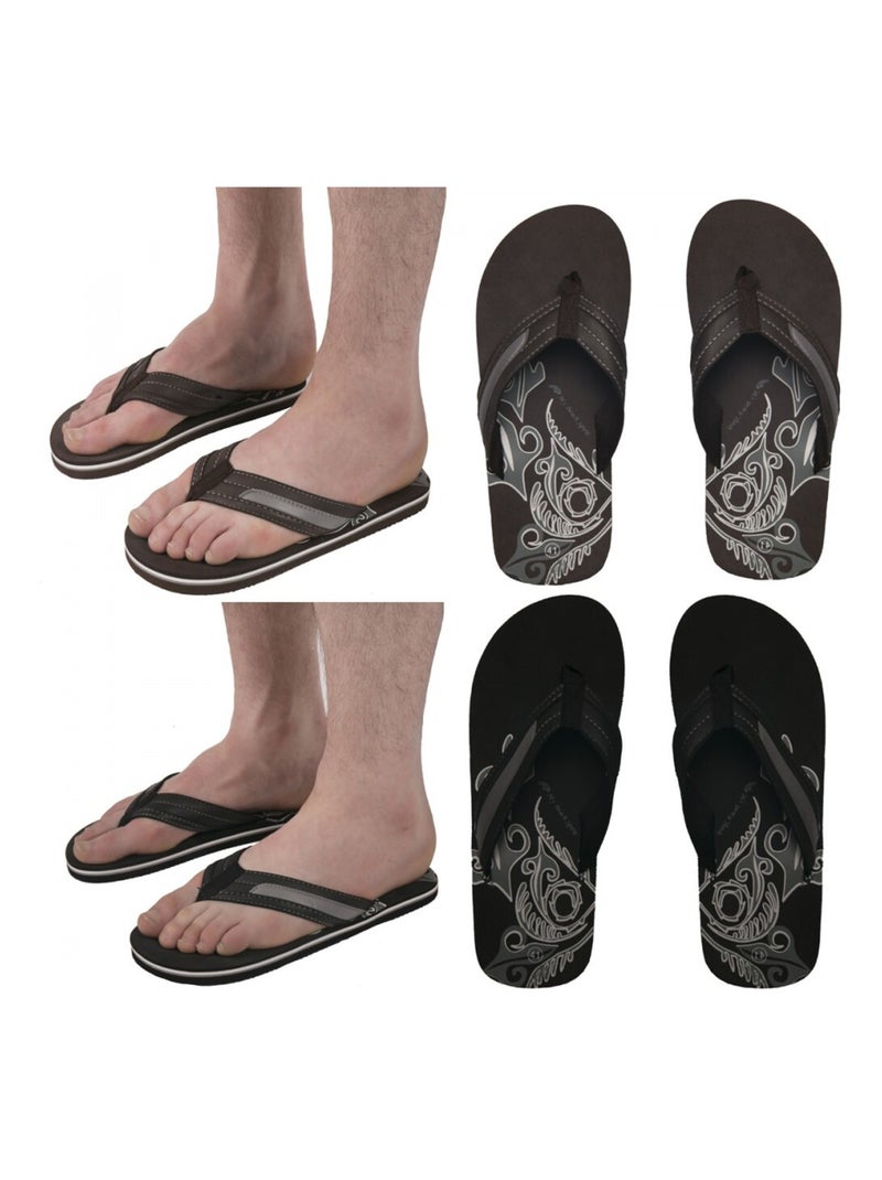 Tongs Homme Lot de 2 Noir Marron - Kiabi