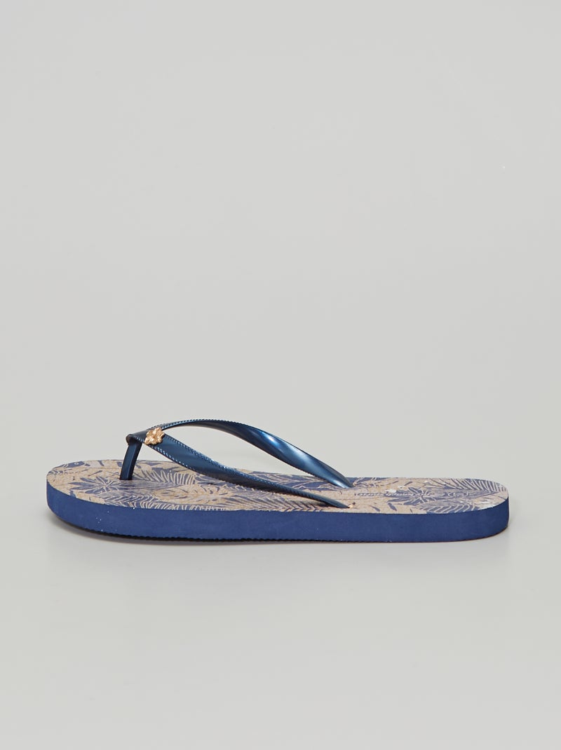 Tongs imprimé fantaisie bleu - Kiabi