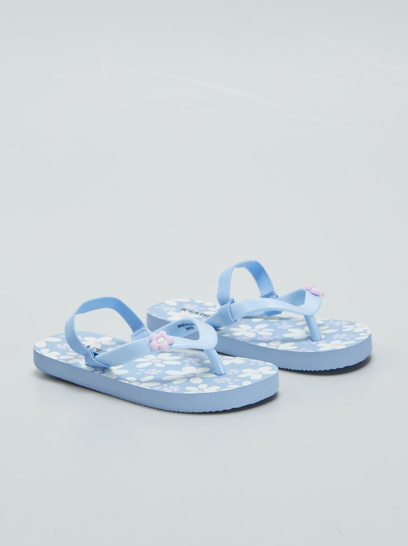 Tongs imprimées avec bride élastique Bleu - Kiabi