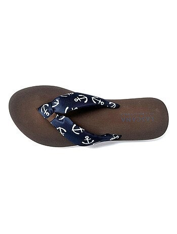 Tongs plates Ankerprint bleu marine