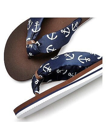 Tongs plates Ankerprint bleu marine