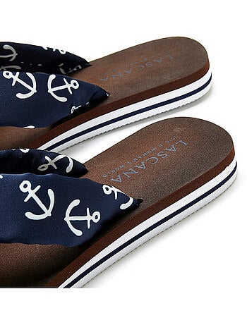 Tongs plates Ankerprint bleu marine