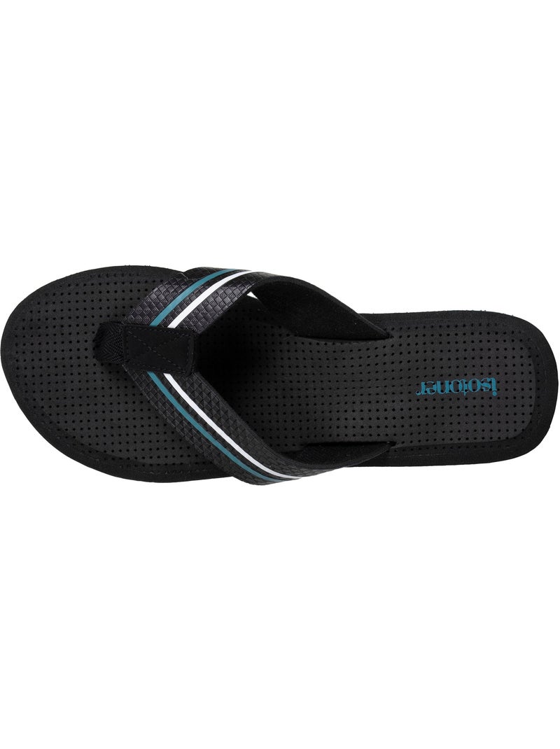 Tongs Sandales Plage d'été, Semelles légères et confortable  Isotoner Noir Bleu - Kiabi