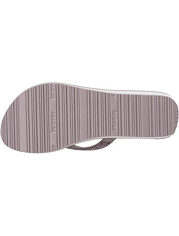 Tongs semelle synthétique, tige en perles, talon compensé 4 cm Isotoner