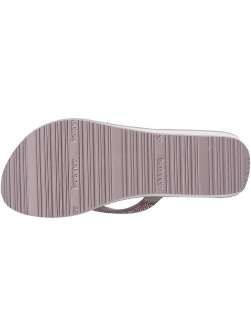 Tongs semelle synthétique, tige en perles, talon compensé 4 cm  Isotoner - Kiabi