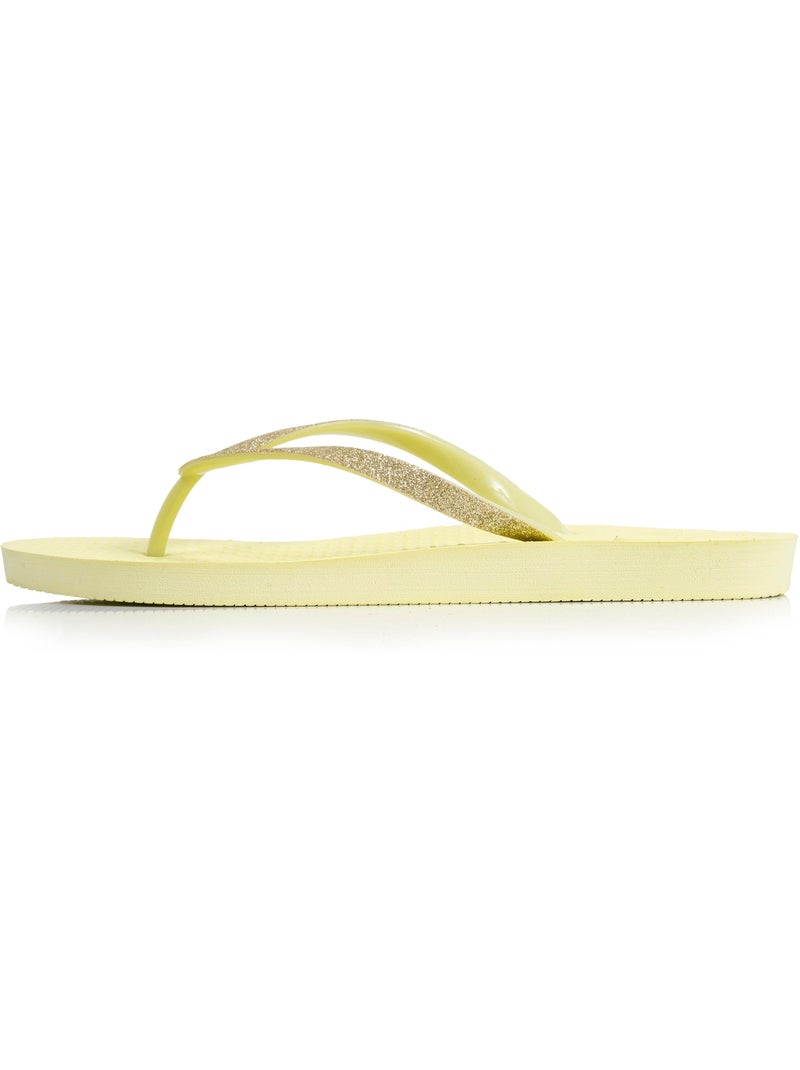 Tongs semelle technologie everywear, Tige pailletée, Confort optimal, matière  Isotoner Jaune - Kiabi