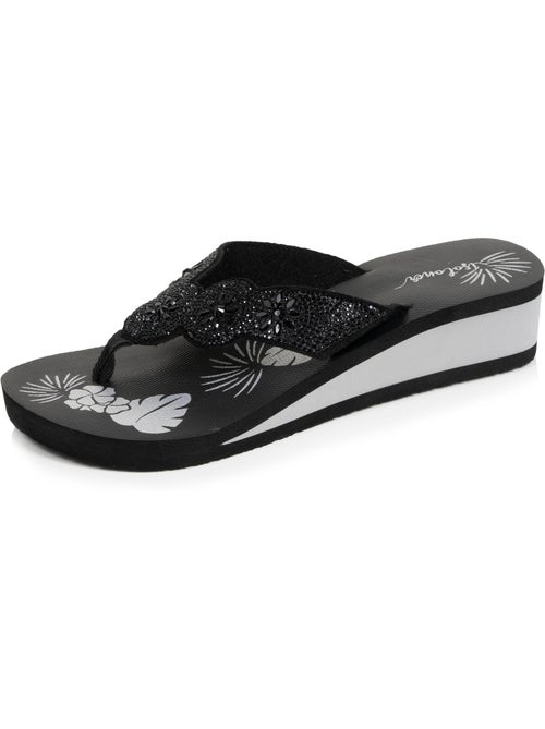 Tongs talon 4 cm, semelle confortable et légère, sandale de plage, piscine  Isotoner - Kiabi