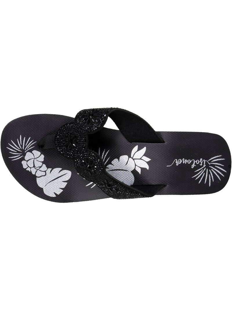 Tongs talon 4 cm, semelle confortable et légère, sandale de plage, piscine  Isotoner Noir Argenté - Kiabi