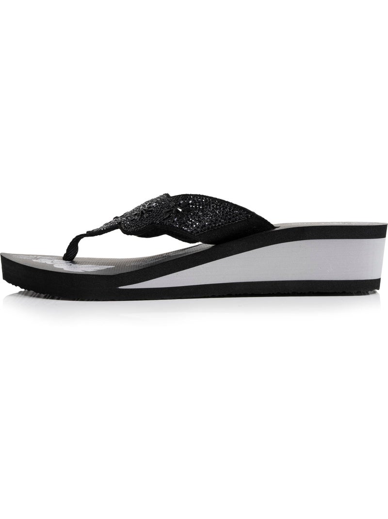 Tongs talon 4 cm, semelle confortable et légère, sandale de plage, piscine  Isotoner Noir Argenté - Kiabi