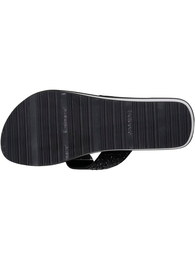 Tongs talon 4 cm, semelle confortable et légère, sandale de plage, piscine  Isotoner Noir Argenté - Kiabi