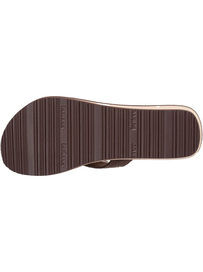 Tongs talon 4 cm, semelle confortable et légère, sandale de plage, piscine  Isotoner Taupe/Doré - Kiabi