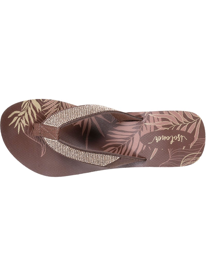 Tongs talon 4 cm, semelle confortable et légère, sandale de plage, piscine Taupe/Doré - Kiabi