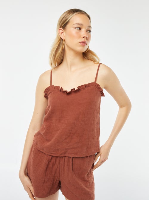 Top à bretelles en double gaze de coton - Kiabi