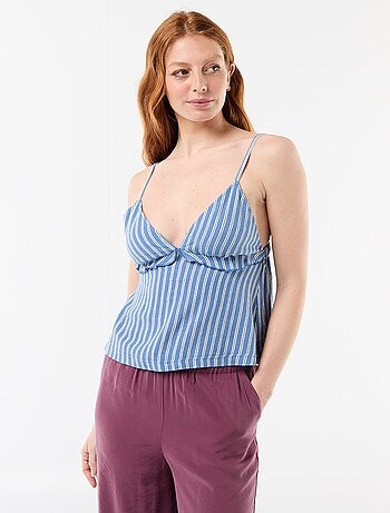 Top à bretelles en lin mélangé