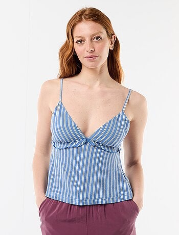 Top à bretelles en lin mélangé