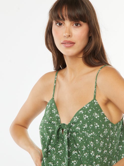 Top à bretelles imprimé avec noeud - Kiabi