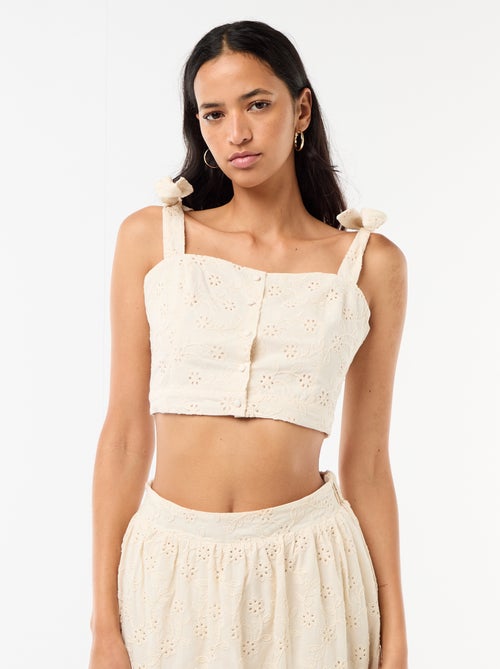 Top à bretelles noeud en coton - Kiabi