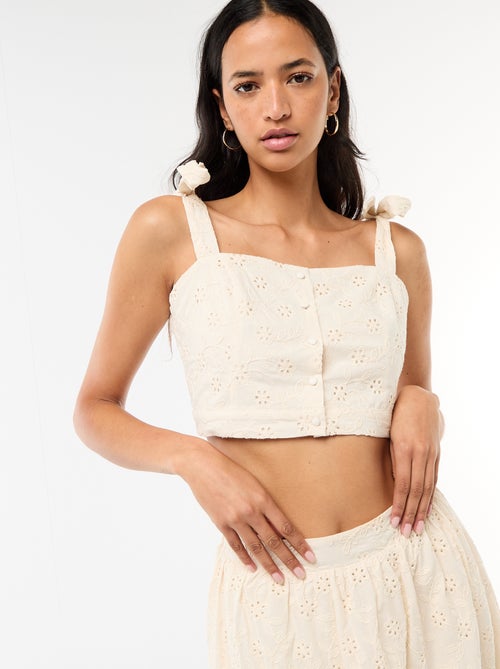 Top à bretelles noeud en coton - Kiabi