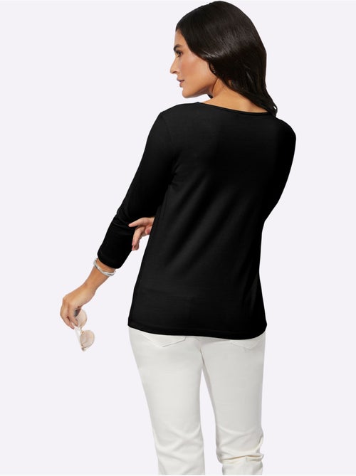Top à col en v et dentelle florale manches 3/4 - taille standard - helline - Kiabi Top à col en v et dentelle florale manches 3/4 - taille standard - helline - Kiabi
