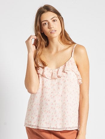 Top à fines bretelles et volant