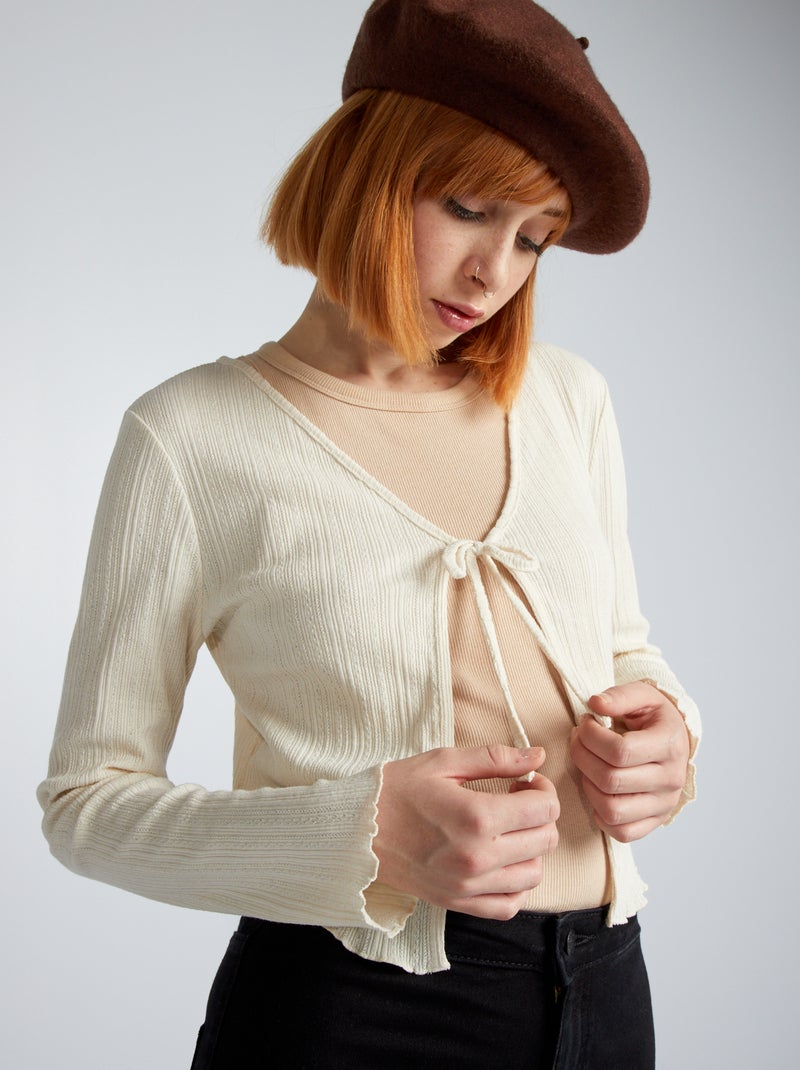Top à nouer Beige - Kiabi