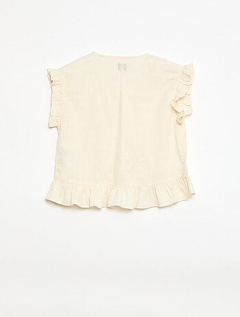 Top à volants en lin mélangé