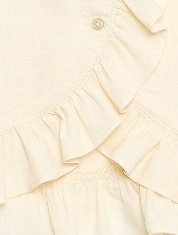 Top à volants en lin mélangé