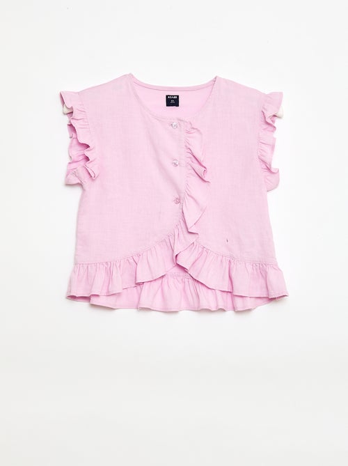 Top à volants en lin mélangé - Kiabi