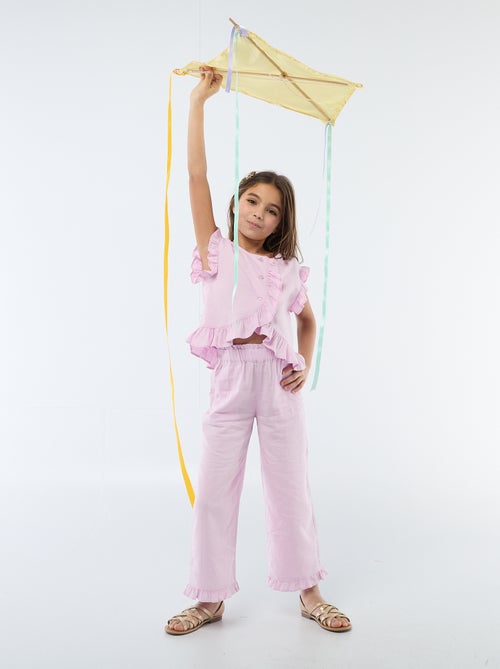 Top à volants en lin mélangé - Kiabi