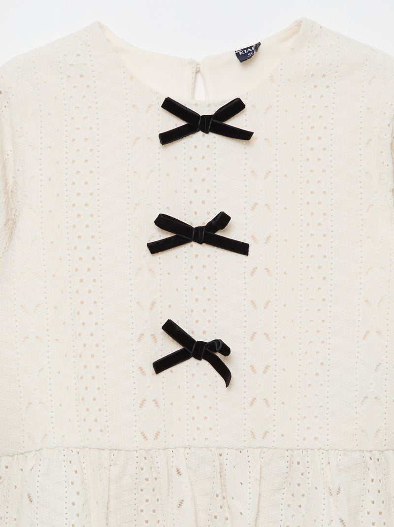 Top ajouré avec noeuds fantaisies Beige - Kiabi