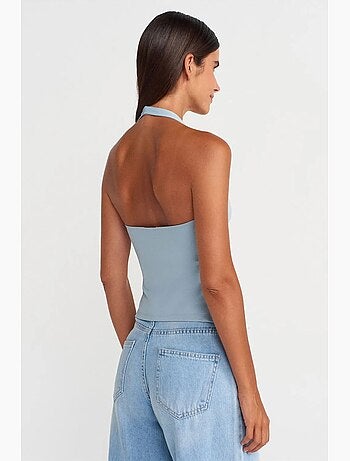 Top ajusté à col licou avec découpe dilvin