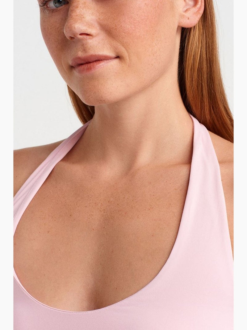 Top ajusté à col licou avec découpe dilvin Rose pâle - Kiabi