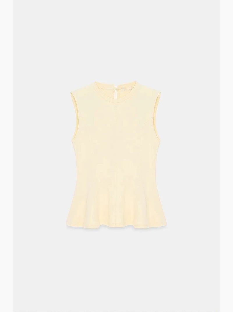 Top ajusté en popeline de coton à découpe dilvin Jaune citron - Kiabi