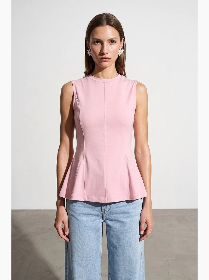 Top ajusté en popeline de coton à découpe dilvin Rose - Kiabi