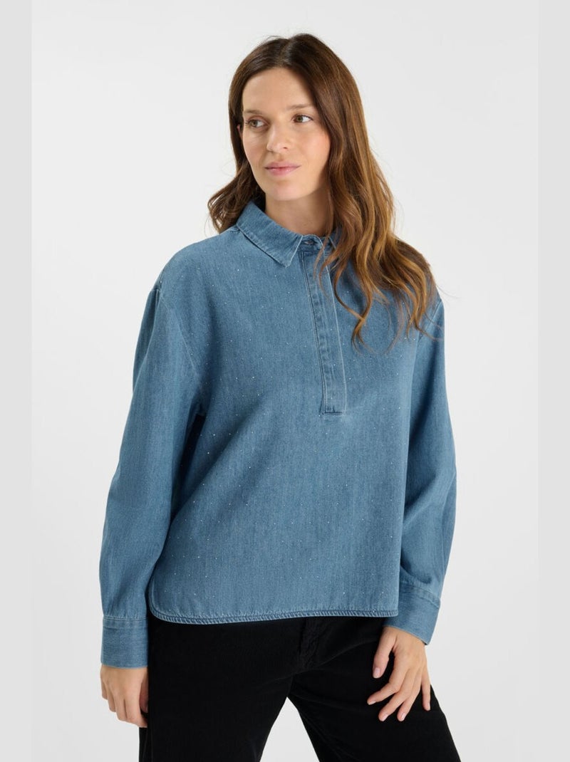 Top ALBERTA en jeans 'Le Temps Des Cerises' Bleu - Kiabi