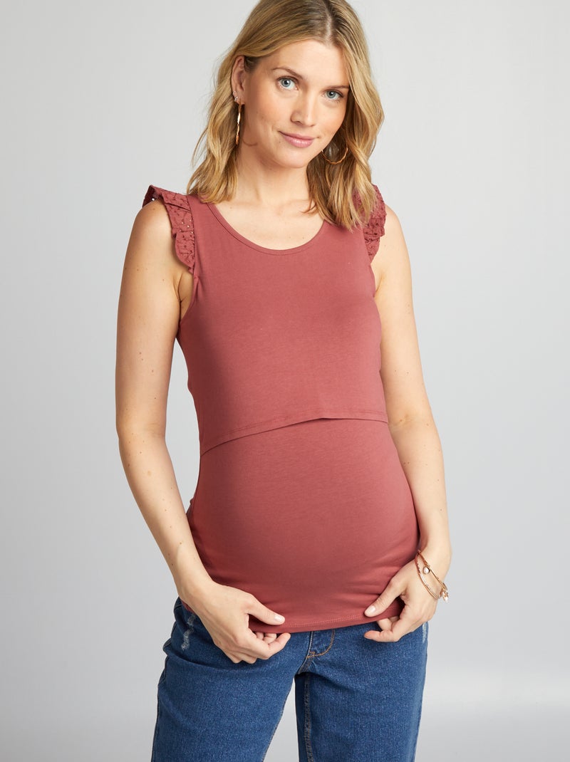Top allaitement avec ouverture poitrine rouge brique - Kiabi